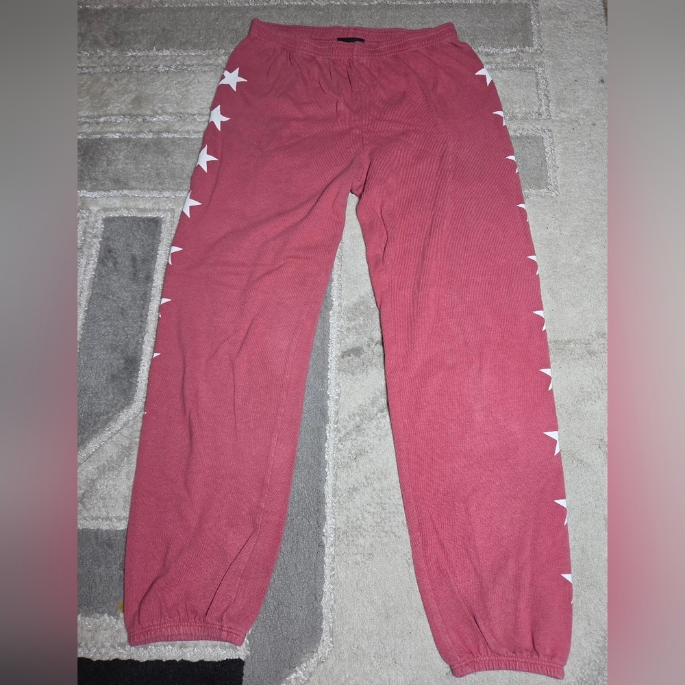 Monrow Burgundy Kids Joggers with White Star Trim